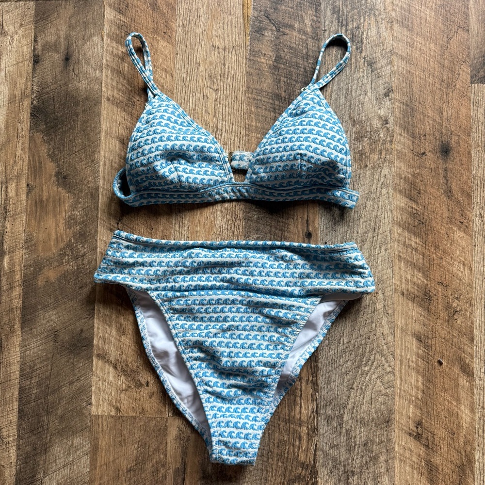 Montce Blue and White Wave Print Bikini